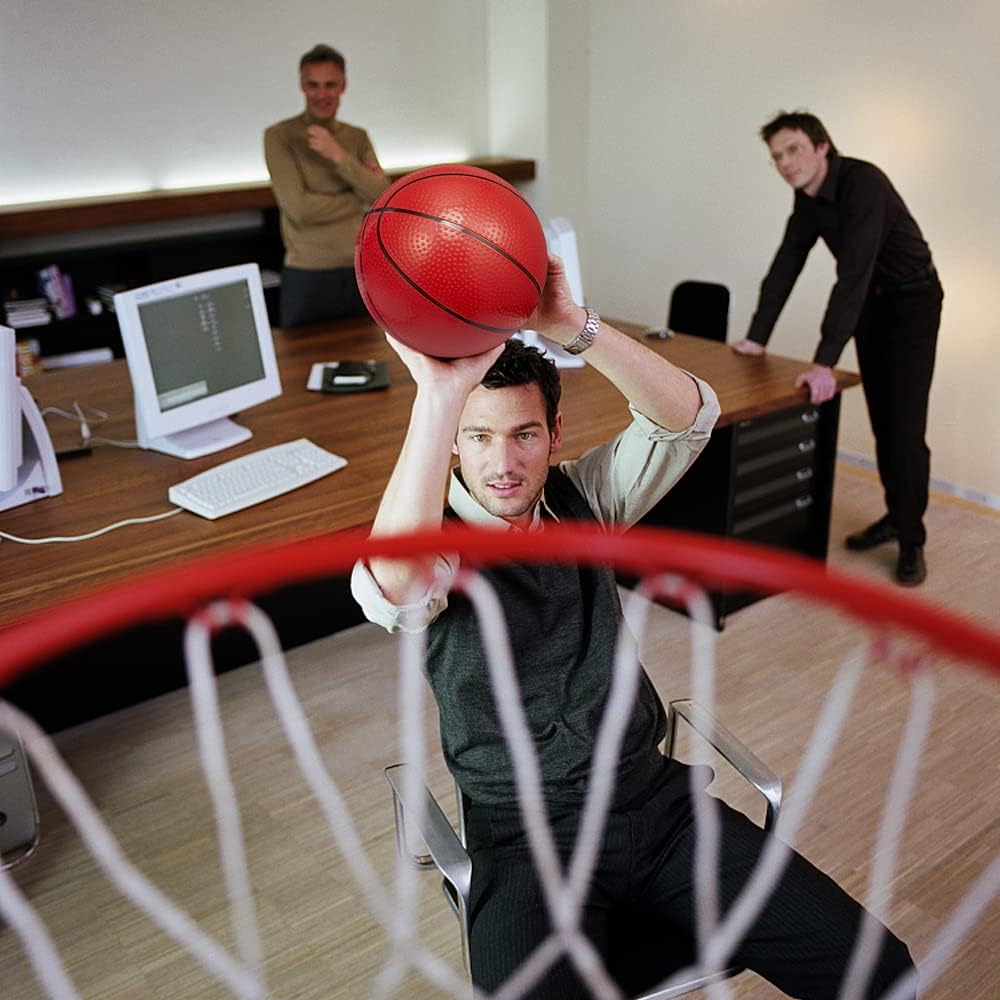 Indoor Basketball Hoop Set for Kids Adults, Mini Over The Door Hoop Set with 4 Mini 6" Balls for Wall Home Office, Upgarde Wall Mount Basketball Goal Sport Game for Boys Age 3-12 Years