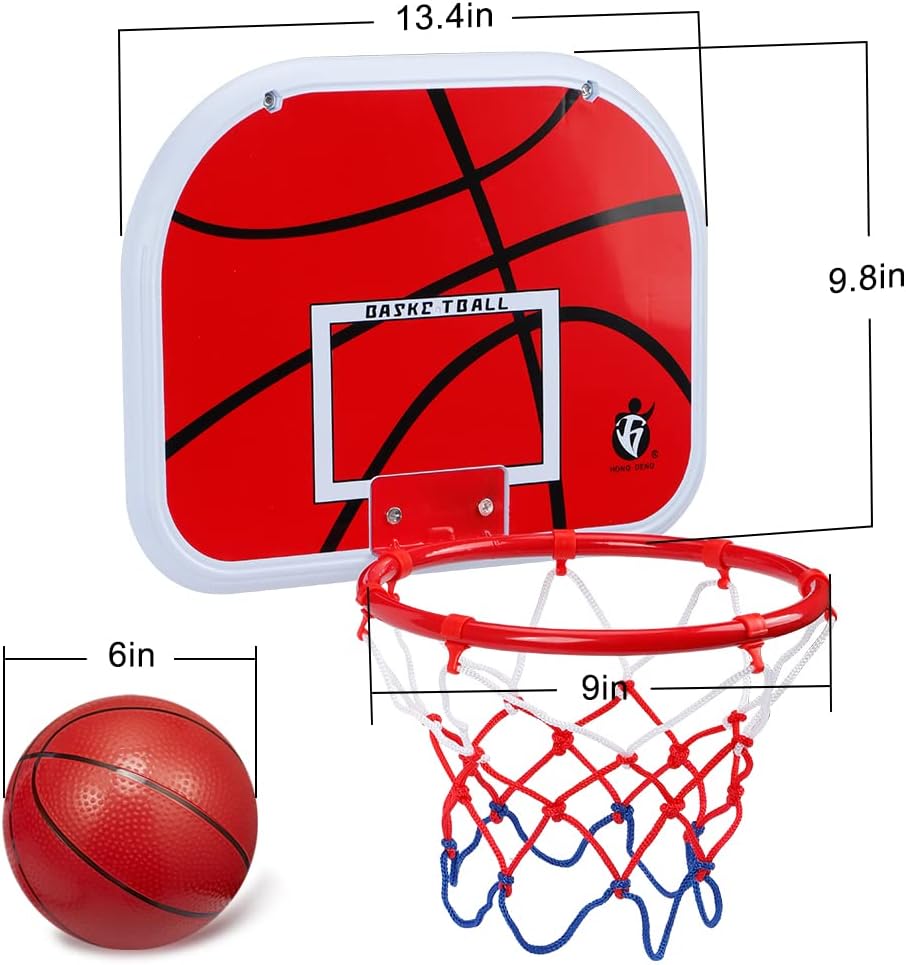 Indoor Basketball Hoop Set for Kids Adults, Mini Over The Door Hoop Set with 4 Mini 6" Balls for Wall Home Office, Upgarde Wall Mount Basketball Goal Sport Game for Boys Age 3-12 Years
