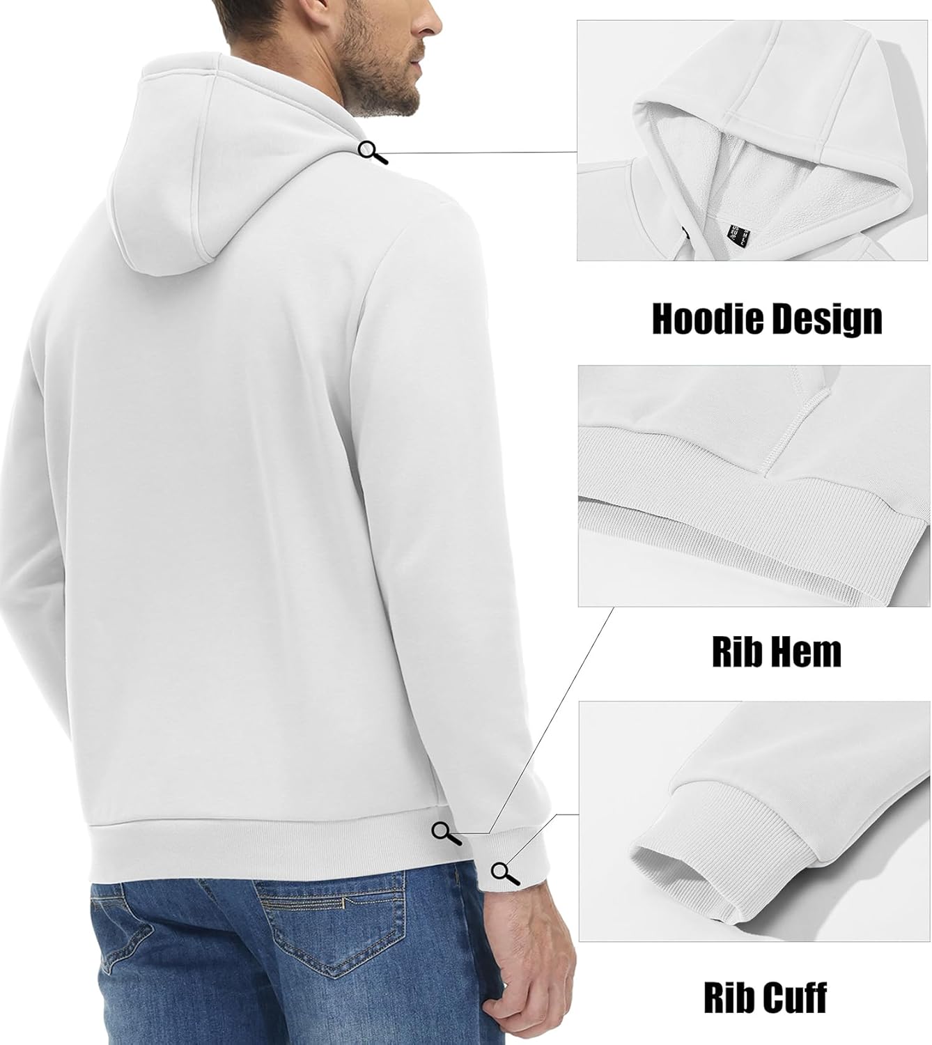 Men's Active Hoodies Fleece Lined Sweatshirts Casual Athletic Workout Pullover With Kangaroo Pocket