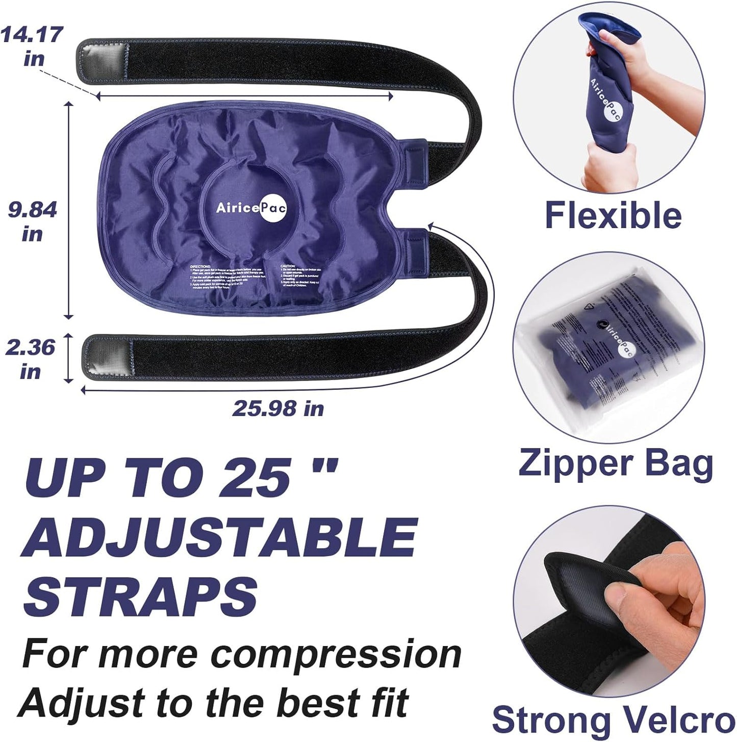 Ice Pack for Knee Pain Relief, Reusable Gel Ice Wrap for Injuries, Swelling, Knee Replacement Surgery, Cold Compress Therapy for Arthritis, Meniscus Tear and ACL, Blue