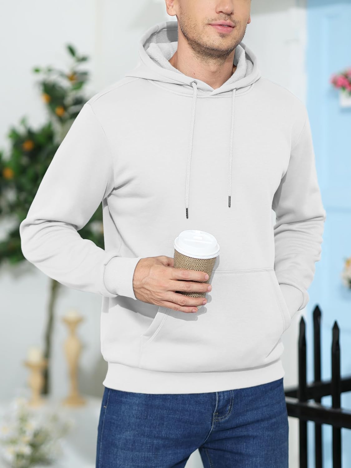 Men's Active Hoodies Fleece Lined Sweatshirts Casual Athletic Workout Pullover With Kangaroo Pocket