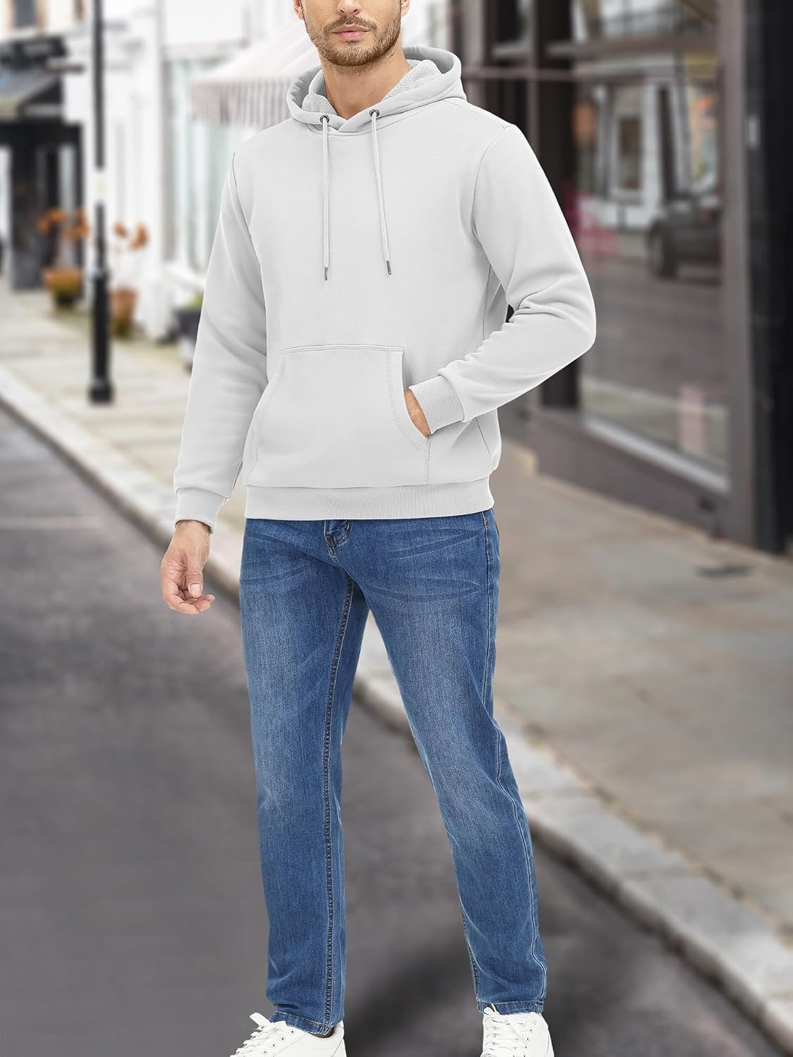 Men's Active Hoodies Fleece Lined Sweatshirts Casual Athletic Workout Pullover With Kangaroo Pocket