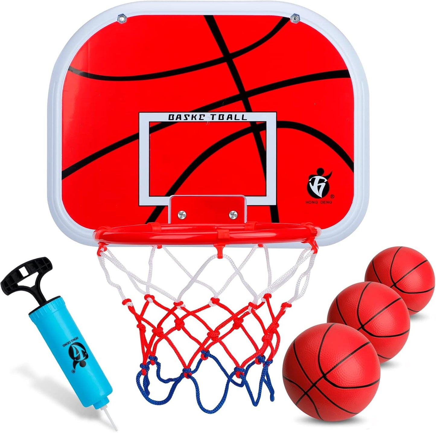 Indoor Basketball Hoop Set for Kids Adults, Mini Over The Door Hoop Set with 4 Mini 6" Balls for Wall Home Office, Upgarde Wall Mount Basketball Goal Sport Game for Boys Age 3-12 Years