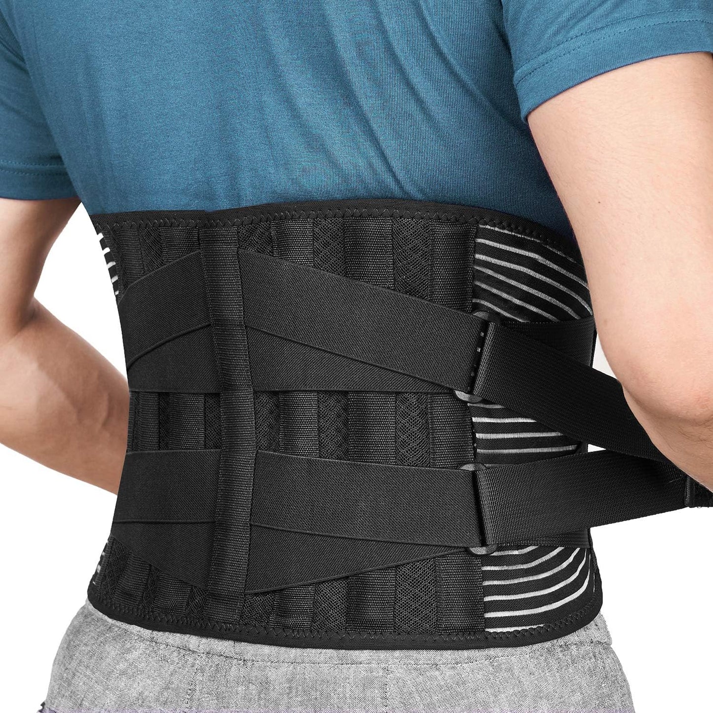 Back Braces for Lower Back Pain Relief with 6 Stays, Breathable Back Support Belt for Men/Women for work , Anti-skid lumbar support belt with 16-hole Mesh for sciatica(M)