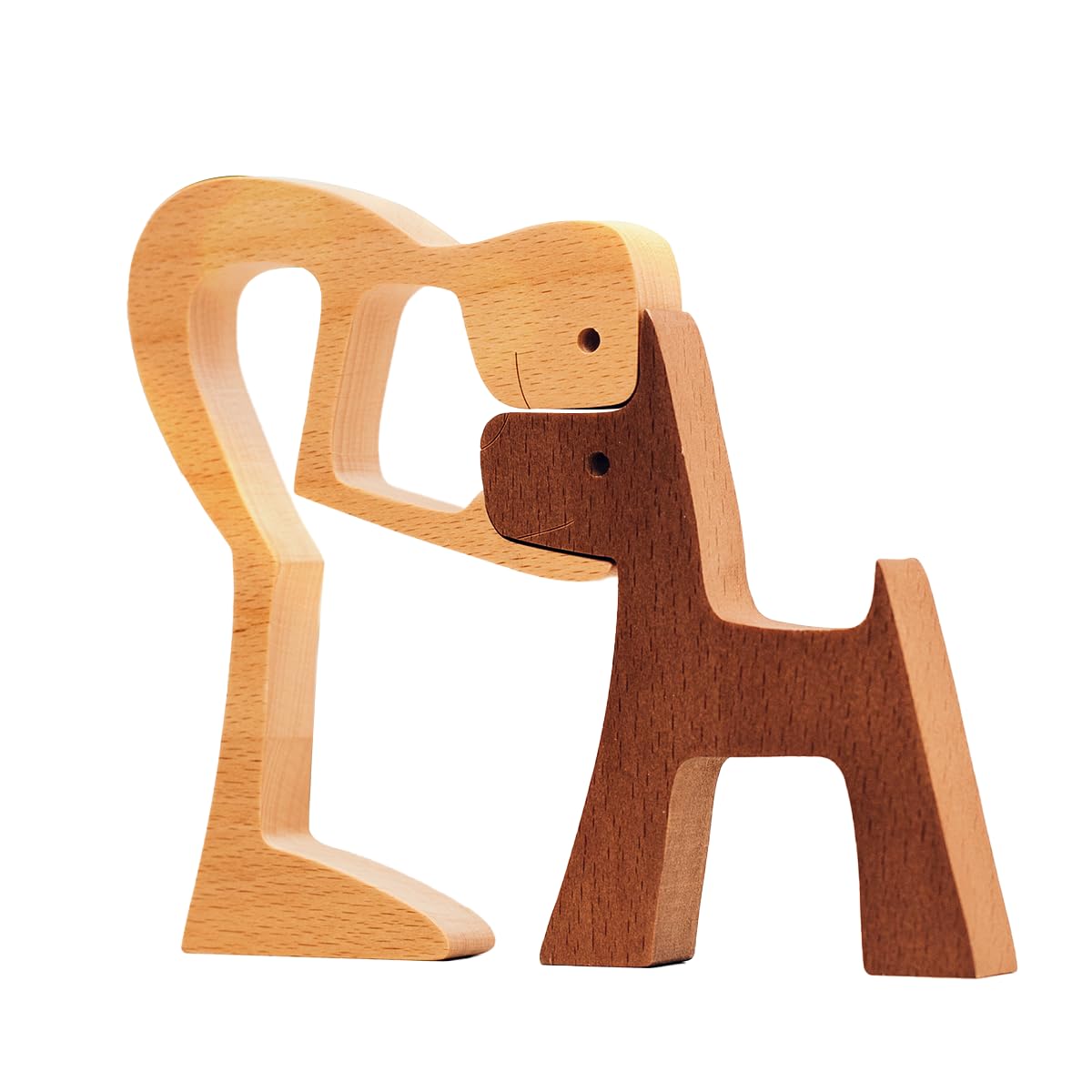 Pawfect House Wooden Pet Carvings, Dog Statues Home Decor, Handmade Man and Dog Figurine, Statue Home Decorations, Wooden Carved Dog, Shelf Decor, Birthday Gifts for Dog Lovers, Home Decor Sculpture