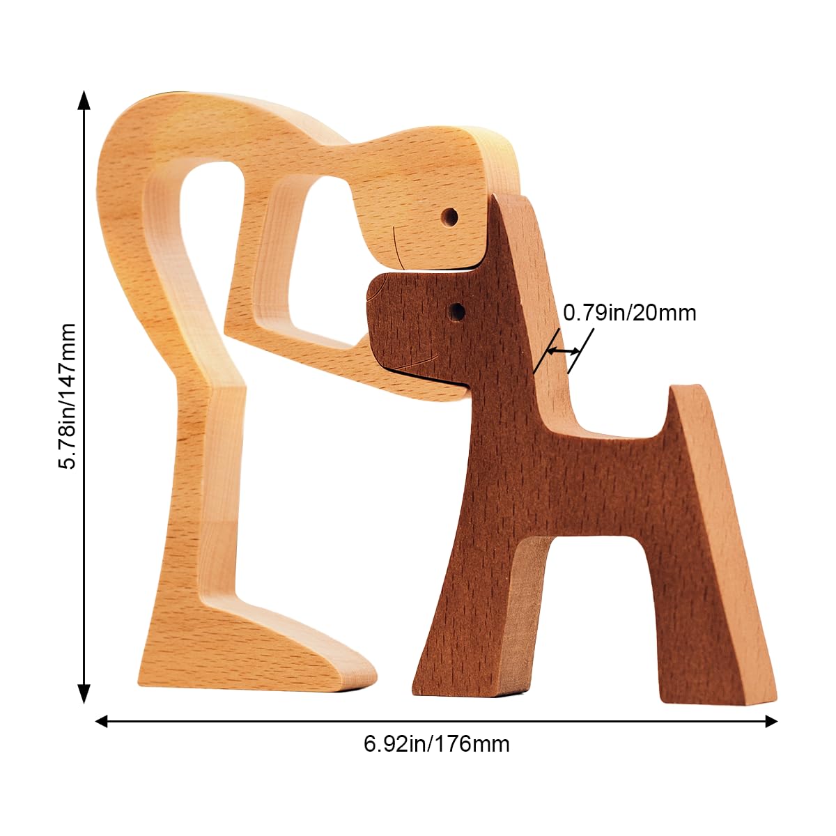 Pawfect House Wooden Pet Carvings, Dog Statues Home Decor, Handmade Man and Dog Figurine, Statue Home Decorations, Wooden Carved Dog, Shelf Decor, Birthday Gifts for Dog Lovers, Home Decor Sculpture