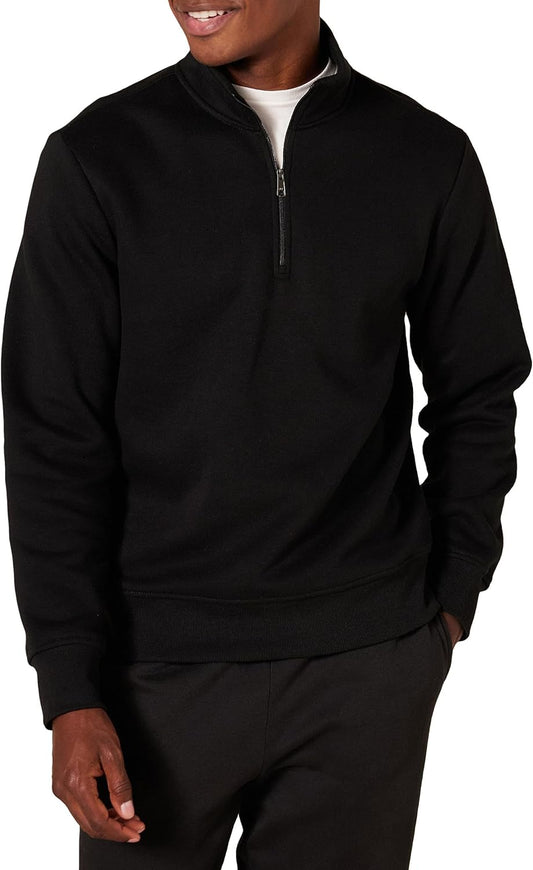 YALELLE Men's Long-Sleeve Quarter-Zip Fleece Sweatshirt