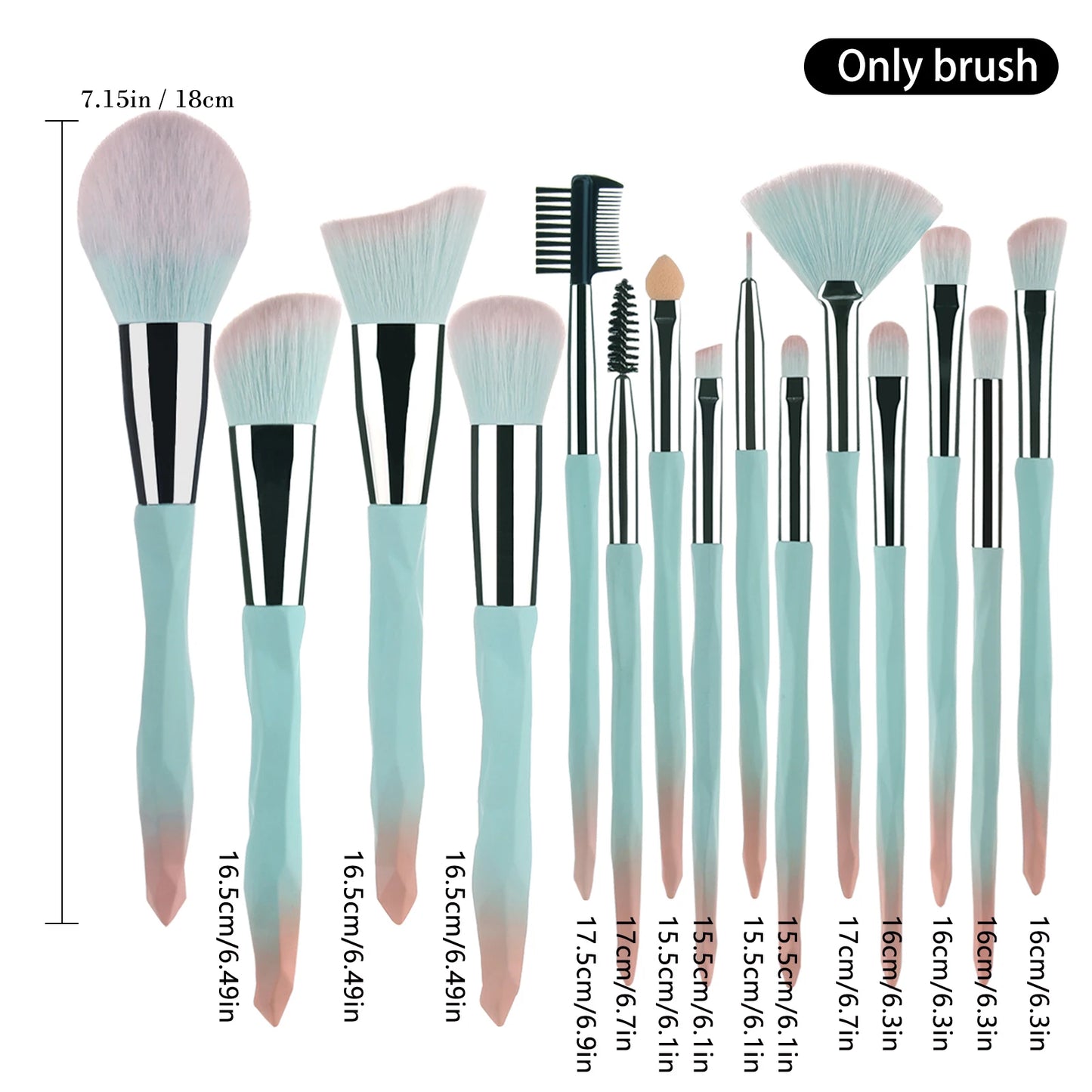 15pcs Premium Makeup Brush Loose Brush Blush Brush Foundation Brush Eyeshadow Eyeliner Brush Full Set Of Professional MakeupTool