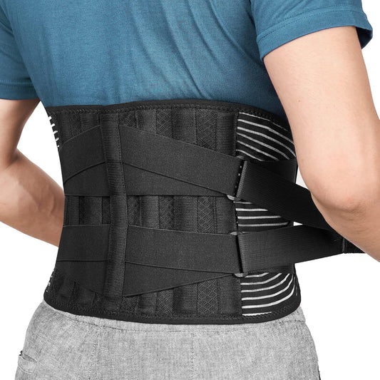 Back Braces for Lower Back Pain Relief with 6 Stays, Breathable Back Support Belt for Men/Women for work , Anti-skid lumbar support belt with 16-hole Mesh for sciatica(M)